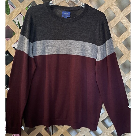 APT. 9 Merino Wool Blend Soft Striped Bundle Up Sweaters Men's XXL - Picture 4 of 16